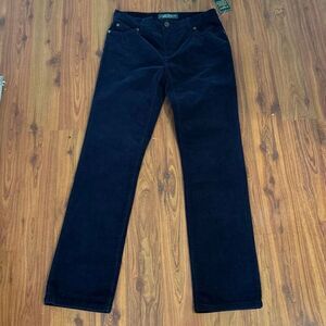 NWT LRL Ralph Lauren jeans navy blue velvet swimming fit pants straight leg size